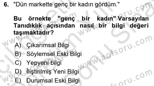 Genel Dilbilim 2 Dersi 2023 - 2024 Yılı (Final) Dönem Sonu Sınav Soruları 6. Soru