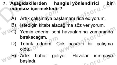 Genel Dilbilim 2 Dersi 2023 - 2024 Yılı (Final) Dönem Sonu Sınav Soruları 7. Soru