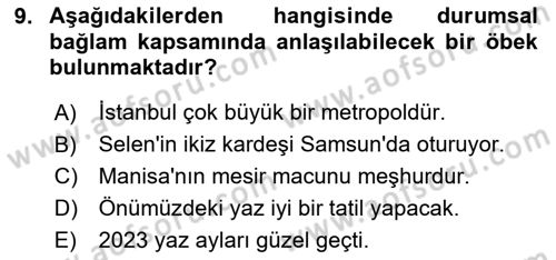 Genel Dilbilim 2 Dersi 2023 - 2024 Yılı (Final) Dönem Sonu Sınav Soruları 9. Soru