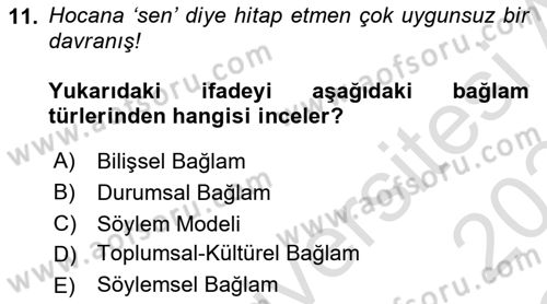 Genel Dilbilim 2 Dersi 2023 - 2024 Yılı Yaz Okulu Sınav Soruları 11. Soru
