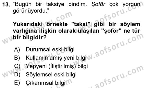 Genel Dilbilim 2 Dersi 2023 - 2024 Yılı Yaz Okulu Sınav Soruları 13. Soru
