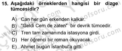 Genel Dilbilim 2 Dersi 2023 - 2024 Yılı Yaz Okulu Sınav Soruları 15. Soru
