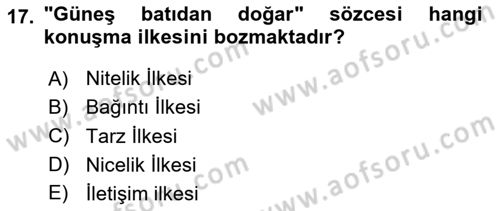 Genel Dilbilim 2 Dersi 2023 - 2024 Yılı Yaz Okulu Sınav Soruları 17. Soru