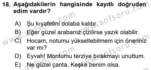 Genel Dilbilim 2 Dersi 2023 - 2024 Yılı Yaz Okulu Sınav Soruları 18. Soru