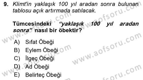 Genel Dilbilim 2 Dersi 2023 - 2024 Yılı Yaz Okulu Sınav Soruları 9. Soru