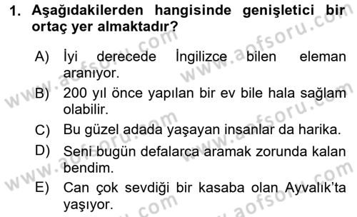 Genel Dilbilim 2 Dersi 2024 - 2025 Yılı (Vize) Ara Sınav Soruları 1. Soru