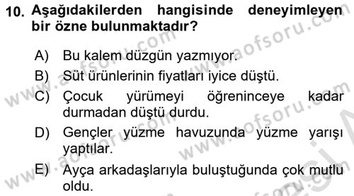 Genel Dilbilim 2 Dersi 2024 - 2025 Yılı (Vize) Ara Sınav Soruları 10. Soru