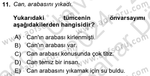 Genel Dilbilim 2 Dersi 2024 - 2025 Yılı (Vize) Ara Sınav Soruları 11. Soru