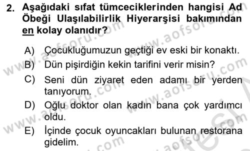 Genel Dilbilim 2 Dersi 2024 - 2025 Yılı (Vize) Ara Sınav Soruları 2. Soru
