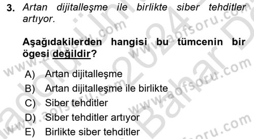 Genel Dilbilim 2 Dersi 2024 - 2025 Yılı (Vize) Ara Sınav Soruları 3. Soru