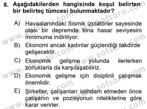 Genel Dilbilim 2 Dersi 2024 - 2025 Yılı (Vize) Ara Sınav Soruları 8. Soru