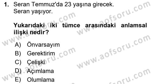 Genel Dilbilim 2 Dersi 2024 - 2025 Yılı (Final) Dönem Sonu Sınav Soruları 1. Soru
