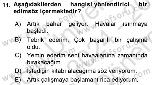 Genel Dilbilim 2 Dersi 2024 - 2025 Yılı (Final) Dönem Sonu Sınav Soruları 11. Soru