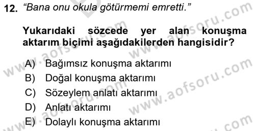 Genel Dilbilim 2 Dersi 2024 - 2025 Yılı (Final) Dönem Sonu Sınav Soruları 12. Soru