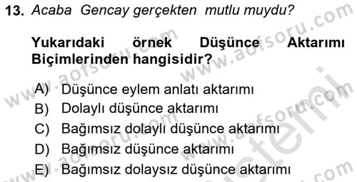 Genel Dilbilim 2 Dersi 2024 - 2025 Yılı (Final) Dönem Sonu Sınav Soruları 13. Soru