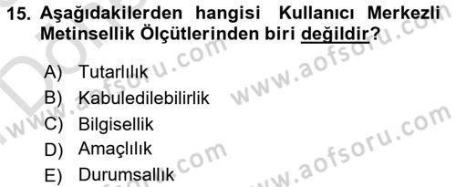 Genel Dilbilim 2 Dersi 2024 - 2025 Yılı (Final) Dönem Sonu Sınav Soruları 15. Soru