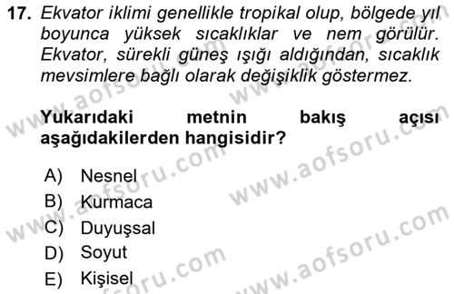 Genel Dilbilim 2 Dersi 2024 - 2025 Yılı (Final) Dönem Sonu Sınav Soruları 17. Soru
