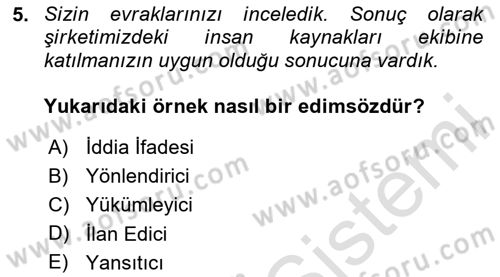 Genel Dilbilim 2 Dersi 2024 - 2025 Yılı (Final) Dönem Sonu Sınav Soruları 5. Soru