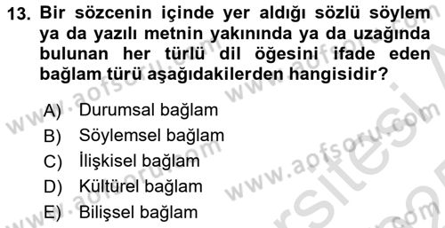 Genel Dilbilim 2 Dersi 2024 - 2025 Yılı Yaz Okulu Sınav Soruları 13. Soru