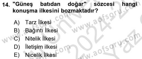 Genel Dilbilim 2 Dersi 2024 - 2025 Yılı Yaz Okulu Sınav Soruları 14. Soru