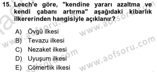 Genel Dilbilim 2 Dersi 2024 - 2025 Yılı Yaz Okulu Sınav Soruları 15. Soru