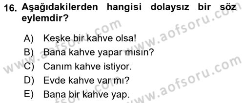 Genel Dilbilim 2 Dersi 2024 - 2025 Yılı Yaz Okulu Sınav Soruları 16. Soru