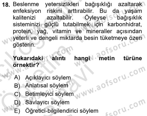 Genel Dilbilim 2 Dersi 2024 - 2025 Yılı Yaz Okulu Sınav Soruları 18. Soru