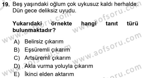 Genel Dilbilim 2 Dersi 2024 - 2025 Yılı Yaz Okulu Sınav Soruları 19. Soru