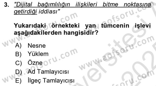 Genel Dilbilim 2 Dersi 2024 - 2025 Yılı Yaz Okulu Sınav Soruları 3. Soru