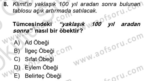 Genel Dilbilim 2 Dersi 2024 - 2025 Yılı Yaz Okulu Sınav Soruları 8. Soru