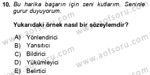 Genel Dilbilim 2 Dersi 2025 - 2026 Yılı Yaz Okulu Sınav Soruları 10. Soru