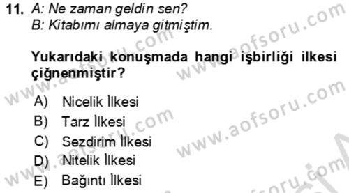 Genel Dilbilim 2 Dersi 2025 - 2026 Yılı Yaz Okulu Sınav Soruları 11. Soru
