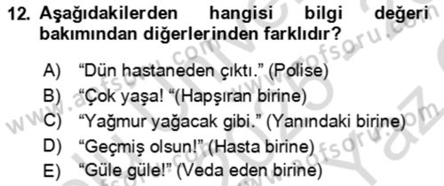 Genel Dilbilim 2 Dersi 2025 - 2026 Yılı Yaz Okulu Sınav Soruları 12. Soru