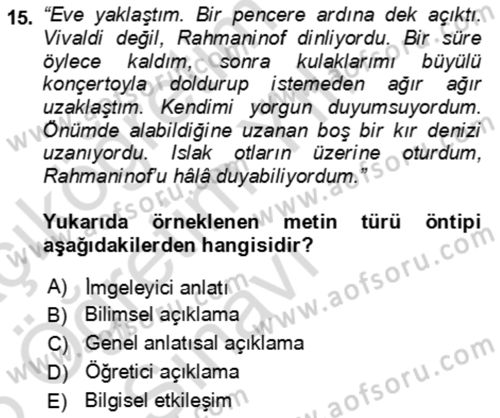 Genel Dilbilim 2 Dersi 2025 - 2026 Yılı Yaz Okulu Sınav Soruları 15. Soru