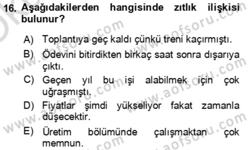 Genel Dilbilim 2 Dersi 2025 - 2026 Yılı Yaz Okulu Sınav Soruları 16. Soru