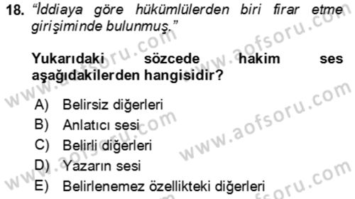 Genel Dilbilim 2 Dersi 2025 - 2026 Yılı Yaz Okulu Sınav Soruları 18. Soru