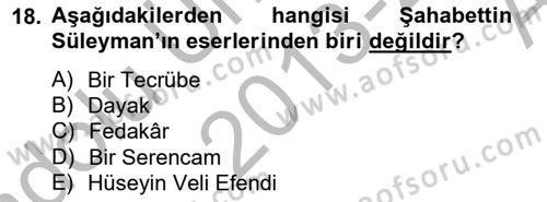 2. Meşrutiyet Dönemi Türk Edebiyatı Dersi 2013 - 2014 Yılı (Vize) Ara Sınav Soruları 18. Soru