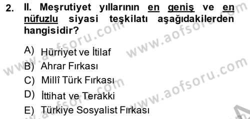 2. Meşrutiyet Dönemi Türk Edebiyatı Dersi 2014 - 2015 Yılı (Vize) Ara Sınavı 2. Soru