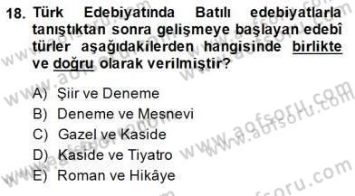 2. Meşrutiyet Dönemi Türk Edebiyatı Dersi 2014 - 2015 Yılı (Final) Dönem Sonu Sınavı 18. Soru