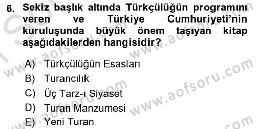 2. Meşrutiyet Dönemi Türk Edebiyatı Dersi 2015 - 2016 Yılı (Final) Dönem Sonu Sınavı 6. Soru