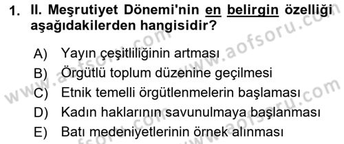 2. Meşrutiyet Dönemi Türk Edebiyatı Dersi 2016 - 2017 Yılı (Vize) Ara Sınavı 1. Soru