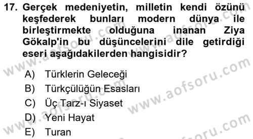 2. Meşrutiyet Dönemi Türk Edebiyatı Dersi 2017 - 2018 Yılı 3 Ders Sınavı 17. Soru