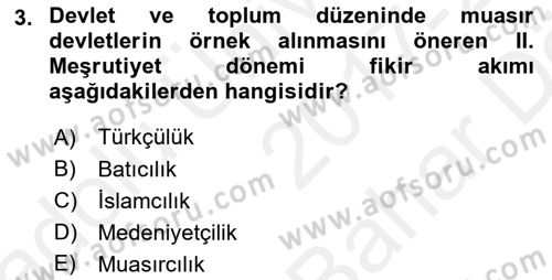 2. Meşrutiyet Dönemi Türk Edebiyatı Dersi 2017 - 2018 Yılı (Vize) Ara Sınav Soruları 3. Soru
