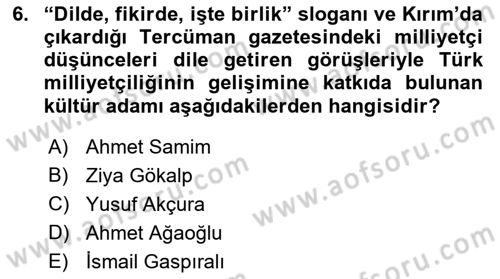 2. Meşrutiyet Dönemi Türk Edebiyatı Dersi 2018 - 2019 Yılı (Final) Dönem Sonu Sınav Soruları 6. Soru
