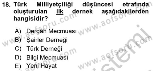 2. Meşrutiyet Dönemi Türk Edebiyatı Dersi 2018 - 2019 Yılı Yaz Okulu Sınav Soruları 18. Soru