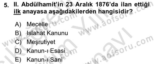 2. Meşrutiyet Dönemi Türk Edebiyatı Dersi 2021 - 2022 Yılı (Vize) Ara Sınavı 5. Soru