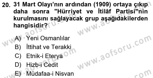 2. Meşrutiyet Dönemi Türk Edebiyatı Dersi 2024 - 2025 Yılı (Vize) Ara Sınav Soruları 20. Soru