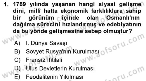 2. Meşrutiyet Dönemi Türk Edebiyatı Dersi 2024 - 2025 Yılı (Final) Dönem Sonu Sınav Soruları 1. Soru