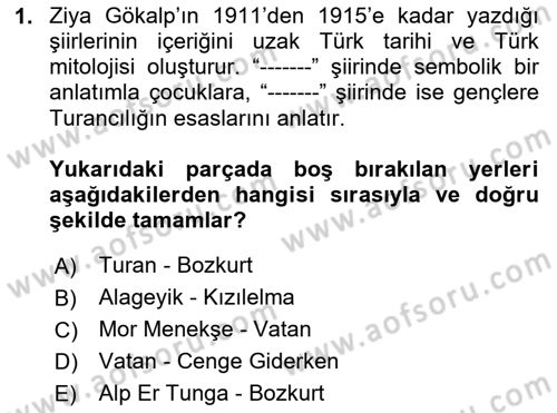 2. Meşrutiyet Dönemi Türk Edebiyatı Dersi 2024 - 2025 Yılı Yaz Okulu Sınav Soruları 1. Soru