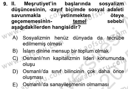 2. Meşrutiyet Dönemi Türk Edebiyatı Dersi 2024 - 2025 Yılı Yaz Okulu Sınav Soruları 9. Soru